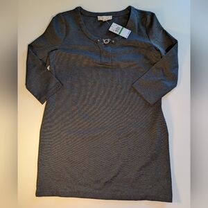 NWT Michael Kors Derby Grey Ponte Knit Sheath Dress L Silver Hardware Career